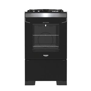 Fogão 4 Bocas Preto com Frente em Vidro Preto e Mesa de Vidro Dako Diplomata Bivolt