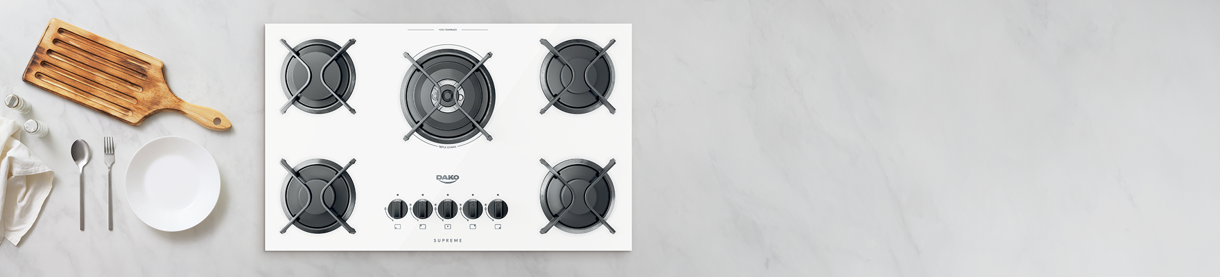 Cooktop Supreme a Gás Branco 5 Bocas
